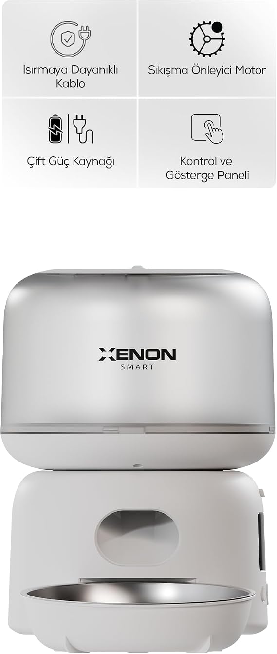 Xenon Smart Otomatik Mama Kabı | 3L Mobil Kontrol Paslanmaz Çelik Kase Çift Güç Desteği X8613