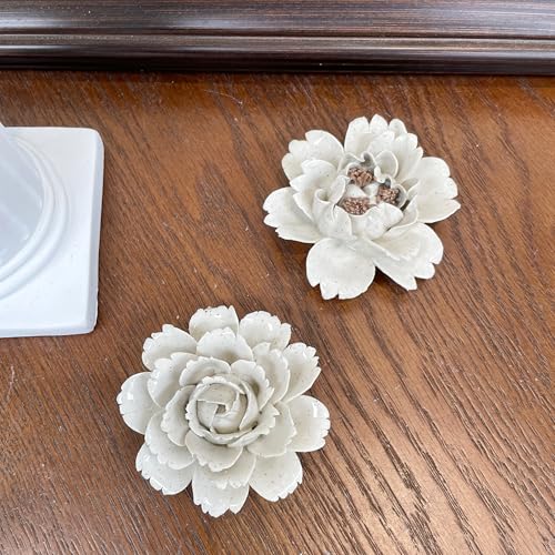 Image of Ceramic Flower Wall Art Decor, Artificial Flower Wall Sculpture,Handmade Ceramic Flowers for Home,Hallway,Living Room, Kitchen,Bathroom (Spotted Color,Camellia, 3.55 inch)
