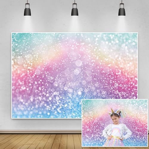 Renaiss 3x2m Bunte Partikel Speckle (No Glitter) Fotohintergrund Dreamy Rosa Blau Bokeh Vinyl Fotografie Hintergrund Baby Dusche Geburtstag Party Dekor Kinder Portrait Foto Requisiten