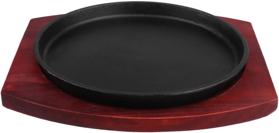 Luxshiny 1Pc Non Stick Roasting Tray Round Barbecue Dish for Teppanyaki Beef Steak Cooking Baking Pan for Home Kitchen Easy to Clean Transfer