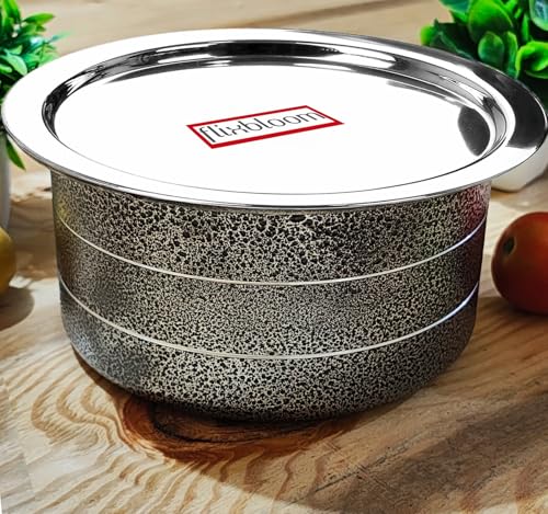 Image of Featured Black Kitchen Cookware Set Induction Base /LPG Compatible Tope /Handi Aluminium Thick Flat Bottom Patila /Bhagona /Utensil for Cooking & Serving with Lid (8 Litre)