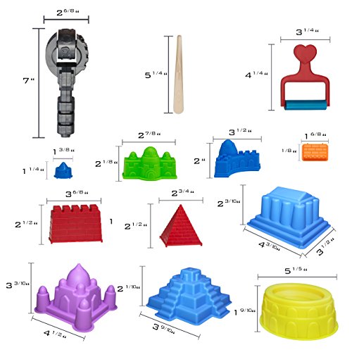 CoolSand Advanced Building Sand Molds and Tools Kit - Works with All Other Play Sand Brands - 37 Pieces Includes: Castle, Bricks and Walls Molds, and Tools - Sand Not Included - Thumbnail 2