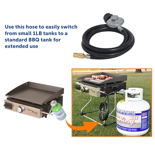 Flame King 6-FT Propane Adapter Hose & Regulator for 20LB Tank for 17"/22" Blackstone Tabletop Grill Griddle, Weather Resistant & Corrosion Resistant by Flame King - Used condition - Image 3
