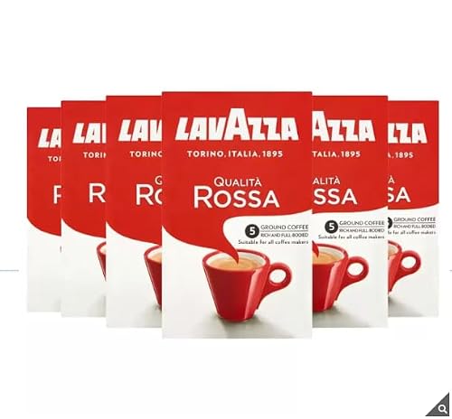Image of 6 x 500 g,Robusta and Arabica beans Lavazza Qualita Rossa Ground Coffee