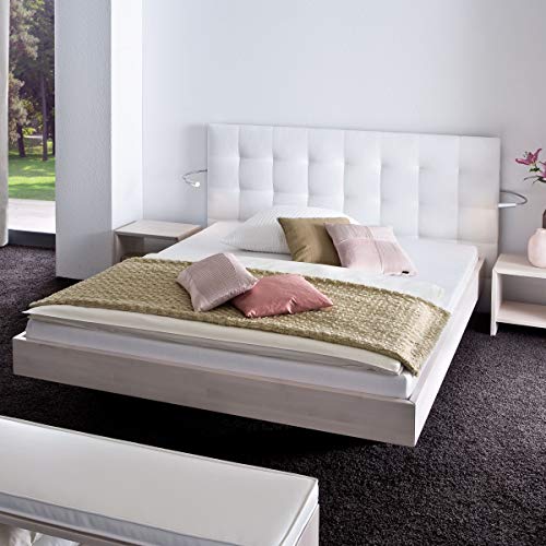 Preisvergleich Produktbild Hasena Bett Wood Line Buche weiß Wandpaneel Sogno 140x200