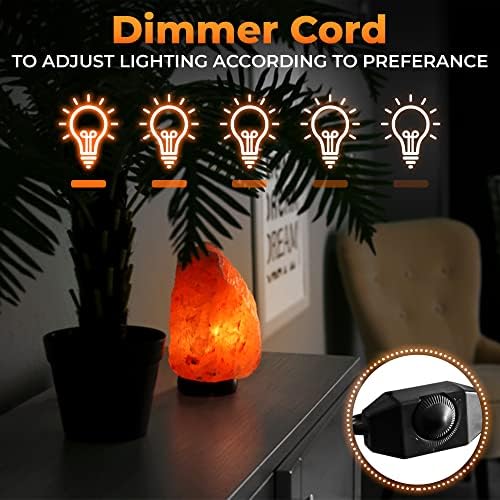 JEMANI 3-5kg Natural Himalayan Salt Lamp with Dimmer Switch and Wooden Base- 100% Authentic Himalayan Salt Lamp Helps Ease Stress and Purify Air - Skilfully Handcrafted Premium Crystal Rock Salt Lamp