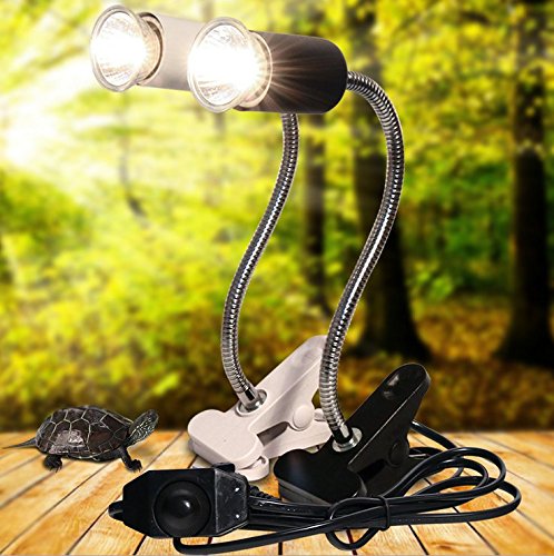 CTKcom UVA UVB Light Bulb Reptile Ceramic Heat Lamp Pet Heating Bulb Holder Clamp Lamp Fixture Heating Light Lamp for Reptiles,Aquarium Reptile Light Adjustable Habitat Lighting Stand,110V-130V(White)