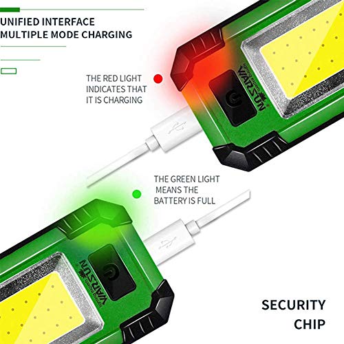 WARSUN Portable LED Rechargeable Work Light,Magnetic Base & Hanging Hook, 30W 1200Lumens Super Bright, 5000K, for Car Repairing, Camping, Hiking, Backpacking, Fishing, Hurricane, GREEN