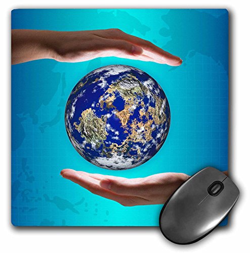 3dRose Earth Protect Save Rescue Female Hand Hands Shield Care Preservation Protection Nature Ecology Mousepad