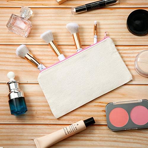Canvas Zipper Pouch Bags Canvas Makeup Bags Pencil Case DIY Craft Bags Cosmetic Pouch for Travel DIY Craft School, Multi-color (10 Pieces)