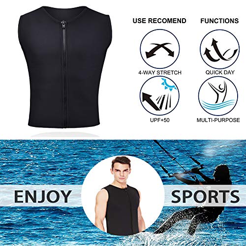 Realon Vest Wetsuits Men 3Mm Neoprene Front Zipper Top Jacket Wet Suit 2Mm Long Sleeve Shirt Keep Warm For Adult Diving Surf Swim Water Sports (3Mm Black Men Vest, Xl) #TOP2