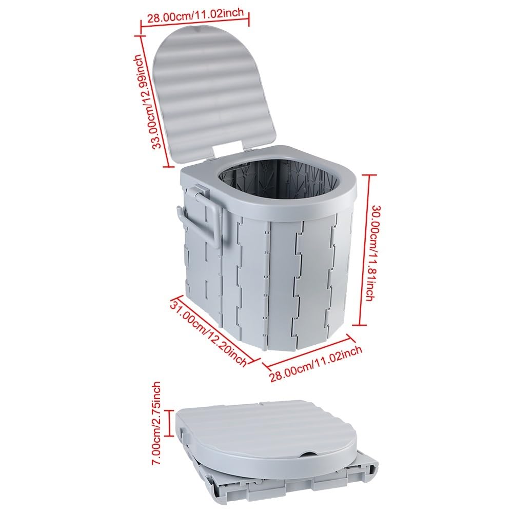 Inodoro Plegable Asiento de Inodoro Plegable portátil con Tapa, for emergencias, for Coche, Camping