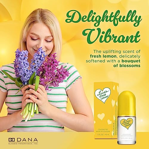 Dana Love\'s Fresh Lemon Cologne Mist 1.5 Fl. Oz. Invigorating and Uplifting Lemon Scented Body Mist for Women, Classic Fragrance for Everyday Freshness - Thumbnail 4