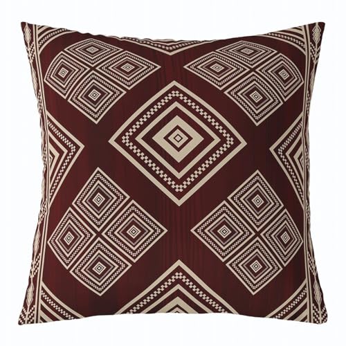 Manfei Funda de almohada occidental de 22 x 22 pulgadas, paquete individual, funda de almohada reversible con patrón de diamantes tribales bohemios, funda de almohada navajo del suroeste para niños