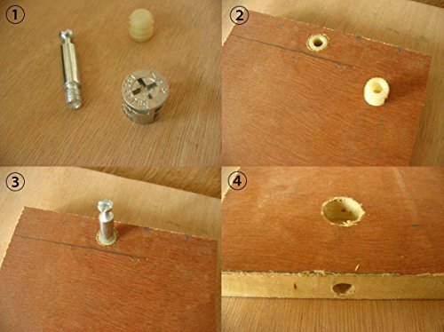 Preamer 20 Sets Furniture Side Connecting 15x12mm Cam Fitting Dowel Pre-inserted Nut, Silver,white, 40mm / 1.57" - Image 3
