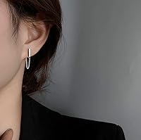 Vista 4 de Reffeer Solid 925 Sterling Silver Bar Chain Dangle Earrings Drops for Women Bar Drop Earrings Chain Studs