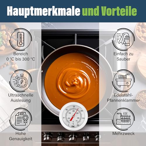 Foto von Zuckerthermometer zum Herstellen von Marmelade und Süßigkeiten, Fudge mit 145-mm-Sonde – ideales Süßigkeitenthermometer mit Clip zum Schmelzen von Zucker und Herstellen von Marmelade