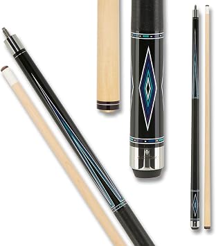 Action Classic Billiards Pool Cue Stick - 13mm 7-Layered Tip, 29" Hard Rock Maple Wood Shaft with 10-12" Taper - Black w/Multi-Colored Points