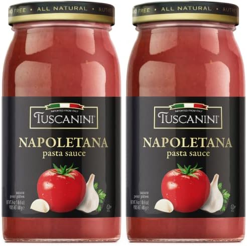 Tuscanini Napoletana Pasta Sauce 24.3oz (2 Pack) | Imported from Italy for that Authentic Italian Dinner Taste
