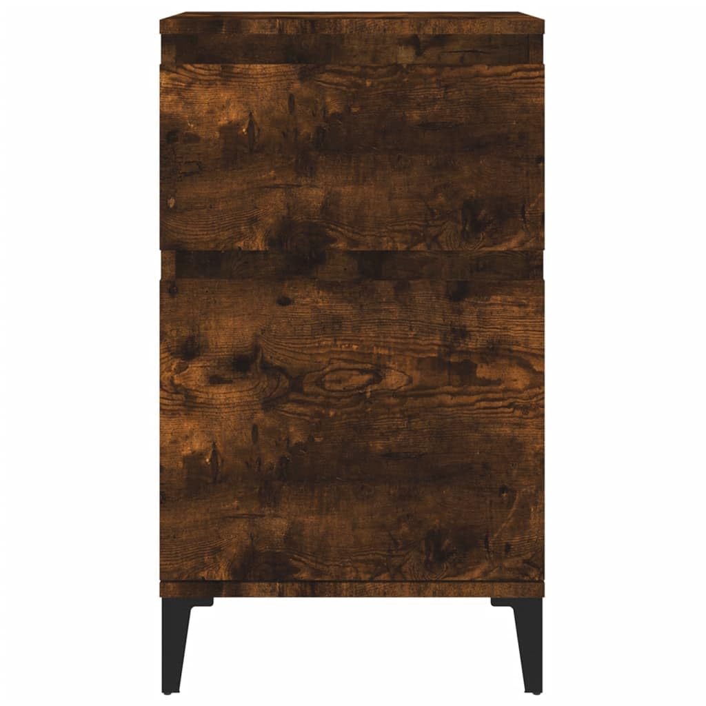 vidaXL Table de Chevet 2 pcs, Armoire de Nuit avec Rangement, Armoire de Lit, Meuble de Chambre à Coucher, Industriel, Chêne Fumé