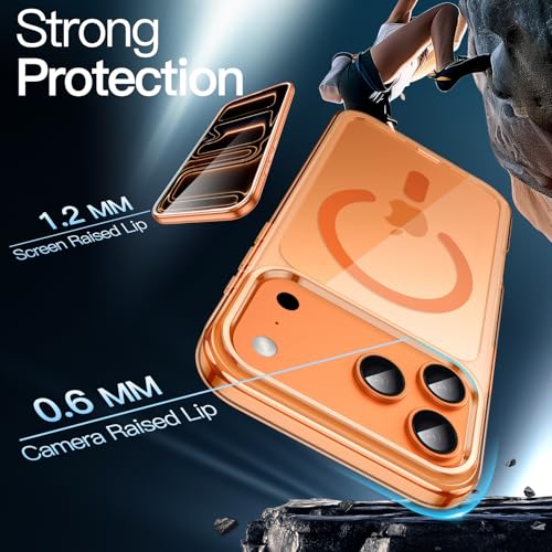 Image of JETech Magnetic Case for iPhone 17 Pro Max 6.9-Inch Compatible with MagSafe, Shockproof Phone Bumper Cover, Anti-Scratch Clear Back (Orange)