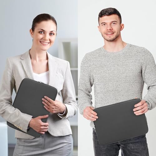 Image of Meyaar Sleeve for MacBook 16 inch, Compatible with MacBook Pro 16-inch M1 /M2 /M3 /M4 - Soft Padded Fur-Lined with Small Zipper Bag for Accessories (Grey, for MacBook 16 inch)