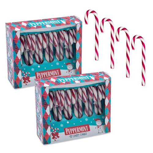 Spetebo cannes de sucre comestibles au goût de menthe – 24 pièces – décoration de Noël, ornements pour sapin, suspensions, candy canes, friandises