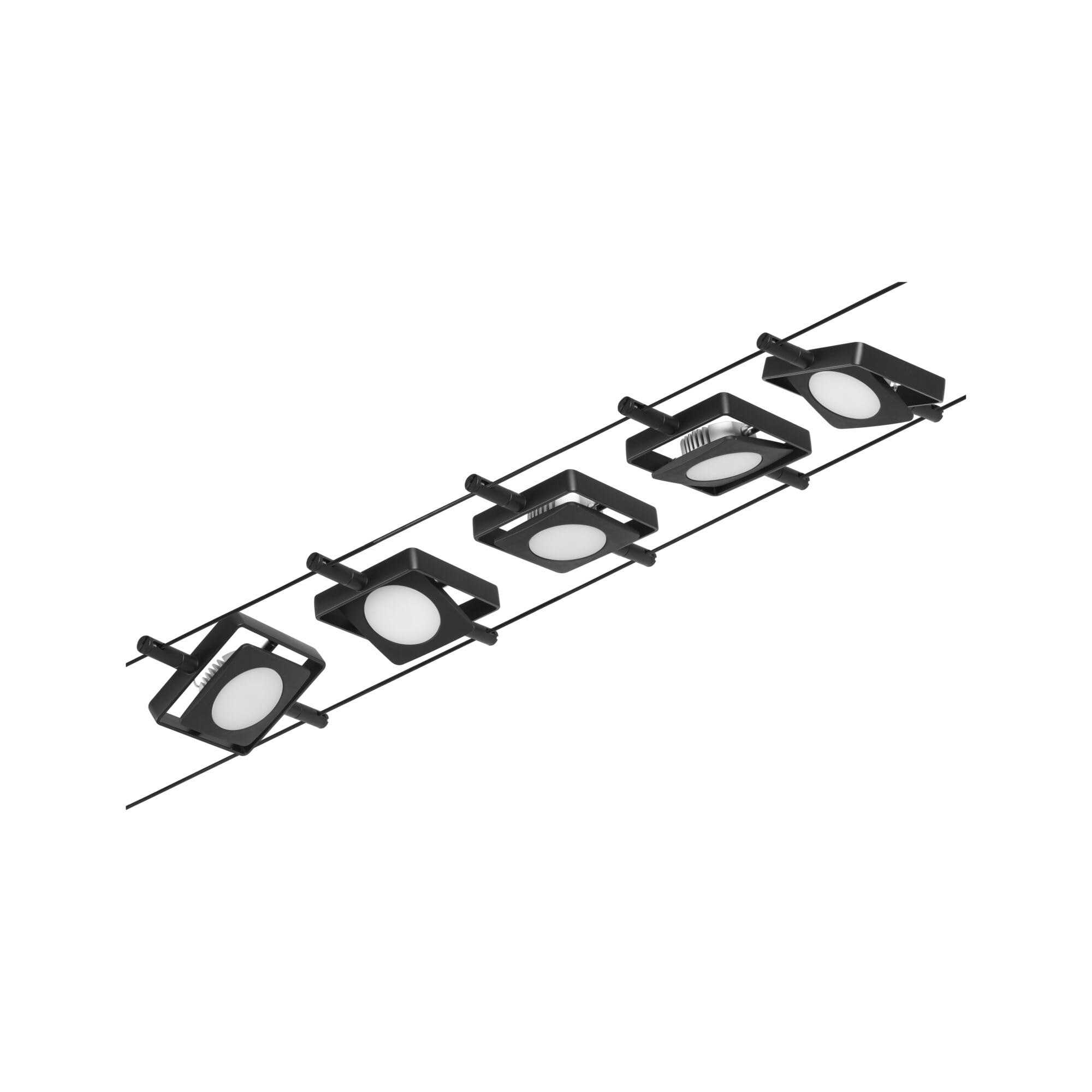Paulmann 94424 Juego de cables CorDuo LED MacLED DC incl. 5x4,5 vatios extensible Negro mate, cromado Cable metálico 3000 K