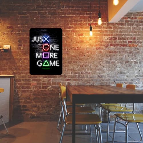 Image of Zesta Bathroom Decor Items Washroom Decor Tin Sign | Aesthetic Posters Wall Poster for Bedroom | Magnetic Cafe Decoration Items / Restaurant Decorations Items | Quirky Home Decor Bar Accent (Just One More Game)