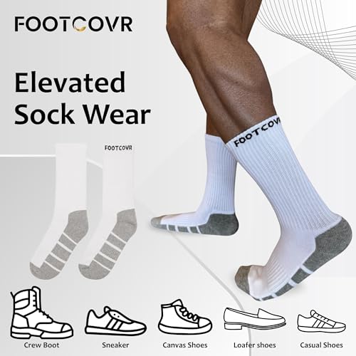 Cushioned Crew Socks for Women & Men - 6 Pairs Ultra Soft Crew Socks - Non-Slip Crew Boot Socks - Size 6-124