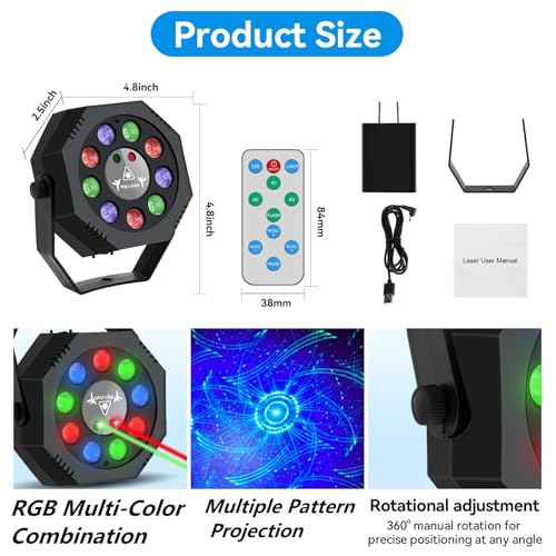 Image of Party Light, Sound Activated DJ Lights with Remote Control, 9 LED Colorful Strobe Disco Light for Indoor Club Parties KTV Halloween Christmas Birthday Decorations Outdoor Glow