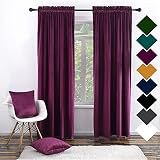 Twin Six Super Soft Blackout Velvet Curtains with 2 Pillow Case,Thermal Insulated Solid Heavy Rod Po