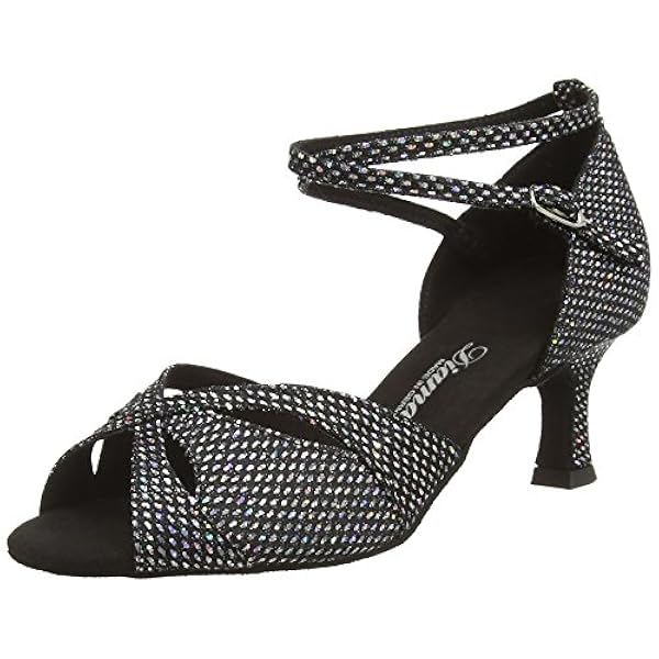 Diamant Donne Scarpe da Ballo 141-077-183 - Tessuto Nero-Argento - 5 cm Flare - Made in Germany