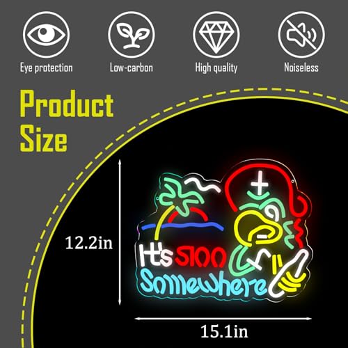 Image of Its 5 00 O'clock Some Where Neon Signs Parrot Neon Lights Wall Decor for Beer Bar Pub Home Recreation Game Room Gift Art-15.12 x 12.2 IN-USB Powered-Acrylic