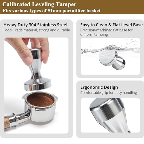 51mm Espresso Tamper Kit: Barista-Tested Coffee Tools Fit For 51mm Portafilters
