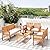RELAX4LIFE 5-Piece Patio Furniture Set - Acacia Wood Sofa Set w/3-Person Bench, Loveseat, 2 Chairs, Coffee Table & Cushions, Balcony Furniture for Garden Poolside Yard Porch, Outdoor Conversation Set