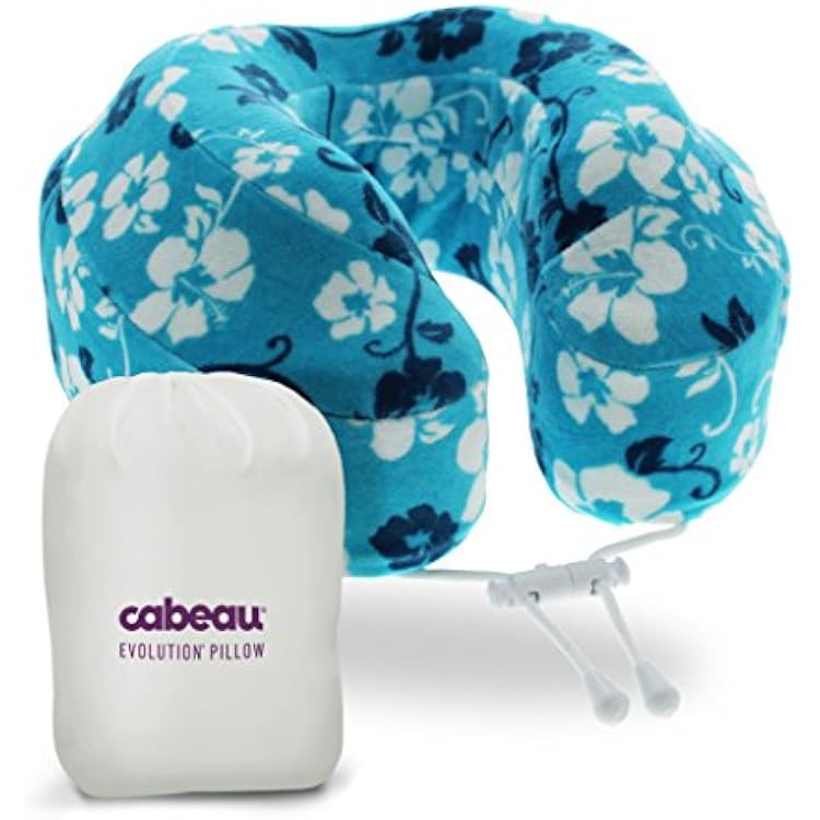 Cabeau Evolution Memory Foam Travel Pillow - The Best Neck Pillow with 360 Head & Neck Support, Blue Tropic