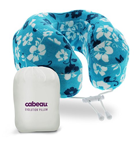Cabeau Evolution Memory Foam Travel Pillow - The Best Neck Pillow with 360 Head & Neck Support, Blue Tropic