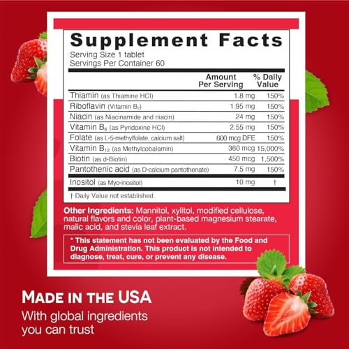 EZ Melts Dissolvable Vitamin B-Complex with Methyl B12 and Methyl Folate, Sugar-Free, 2-Month Supply - 1 Pack