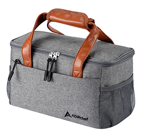 Adir Mini Single Serve Travel Coffee Maker Pouch Organizer, Portable For Travel, Camping, Office Lunch Bag For Grab & Go Daily Use (Grey & Brown) #TOP1