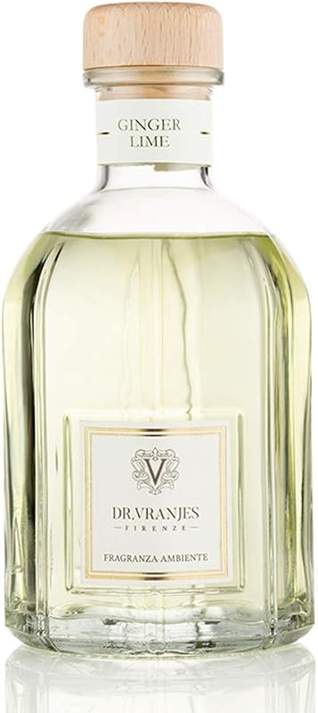 Ginger Lime 500 ml Diffuser + Double Pack of White Sticks (3 Pieces Bundle)- Luxury Home Fragrance, Made in Italy, Main Scent: Fruity, Olfactory Pyramid: Lime, Ginger, White Pepper.