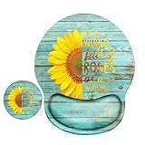 Ergonomic Mouse Pad with Wrist Support Gel, Computer Gaming Mousepad Teal Sunflower Wrist Rest Mouse