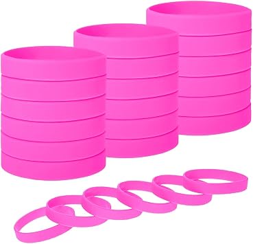 Muka 24 PCS Silicone Wristbands for Adults, Blank Rubber Bracelets Sports Accessories - Hot Pink