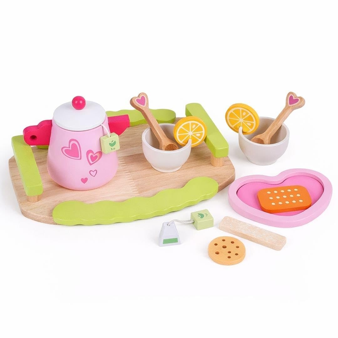 12 Piece Wooden Tea Set for Kids | Pretend Play Tea Party Toy with Teapot Cups Spoons Tea Bags & Serving Tray | Montessori Role Play Educational Toy for Boys & Girls Age 3+ | Birthday Gift-image-23