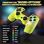 MOOGOLE Wireless Controller Compatible with PS4 - with 7 Lighting Modes, 7 Colors LED Light, Unique Crack, 2 Thumb Grips, Dual Vibration Feedback, 6-Axis Motion Sensing - Image 3