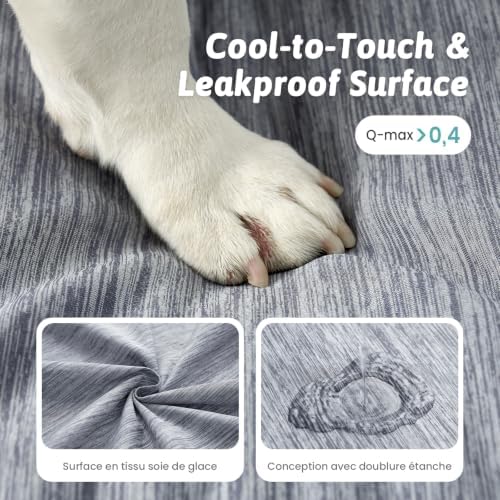 COZY KISS Cooling Dog Bed for Extra Large Dogs, Q-Max >0.4 Summer Cool Orthopedic Foam Pet Sofa Bed with Sides, Bolster Anti-Slip Couch with Washable Removable Cover, XXL 48x35x7.5 inch, Dark Grey - 3