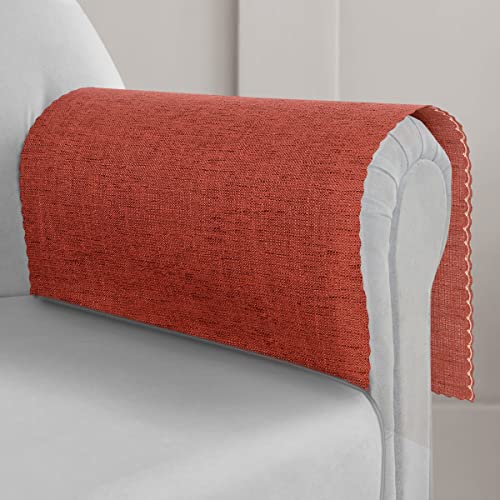 Joywell Thick Linen Armrest Cover For Recliner Anti-Slip Armchair Slipcover For Living Room Couch Loveseat Sofa Arm Protector For Pets, Cats, Set Of 2, Red #TOP15