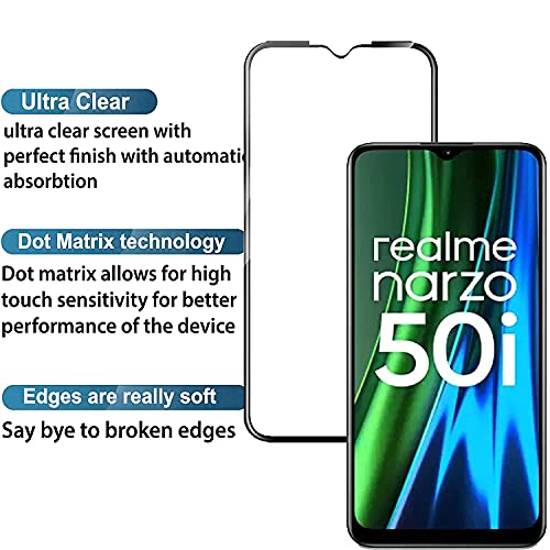 Image of Screen Protector for Realme Narzo 50i (Black) Tempered Glass Edge-to-Edge 6D Screen Guard With Installation Kit