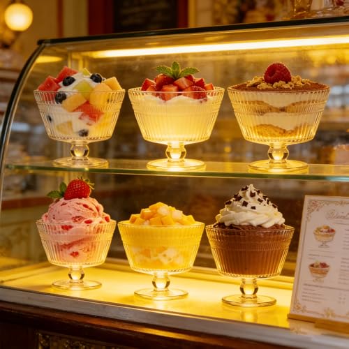 Haayymo Lot de 6 coupes à dessert de 250 ml, coupes à glace en cristal sans plomb, petites coupes de service pour fruits, gelées et collations, verrerie résistante – vue 7