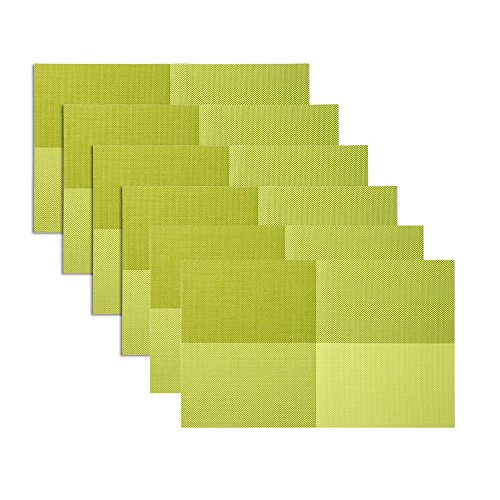 REACHS Placemats Sets of 6, Place Mats for Dining Table or Kitchen, Washable Vinyl Placemats for Dining Table, Set of 6 (Green)